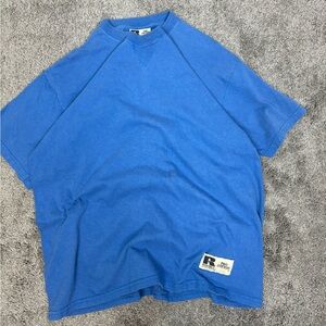 Vintage 90s russell athletic‎ pro cotton blue blank tshirt
